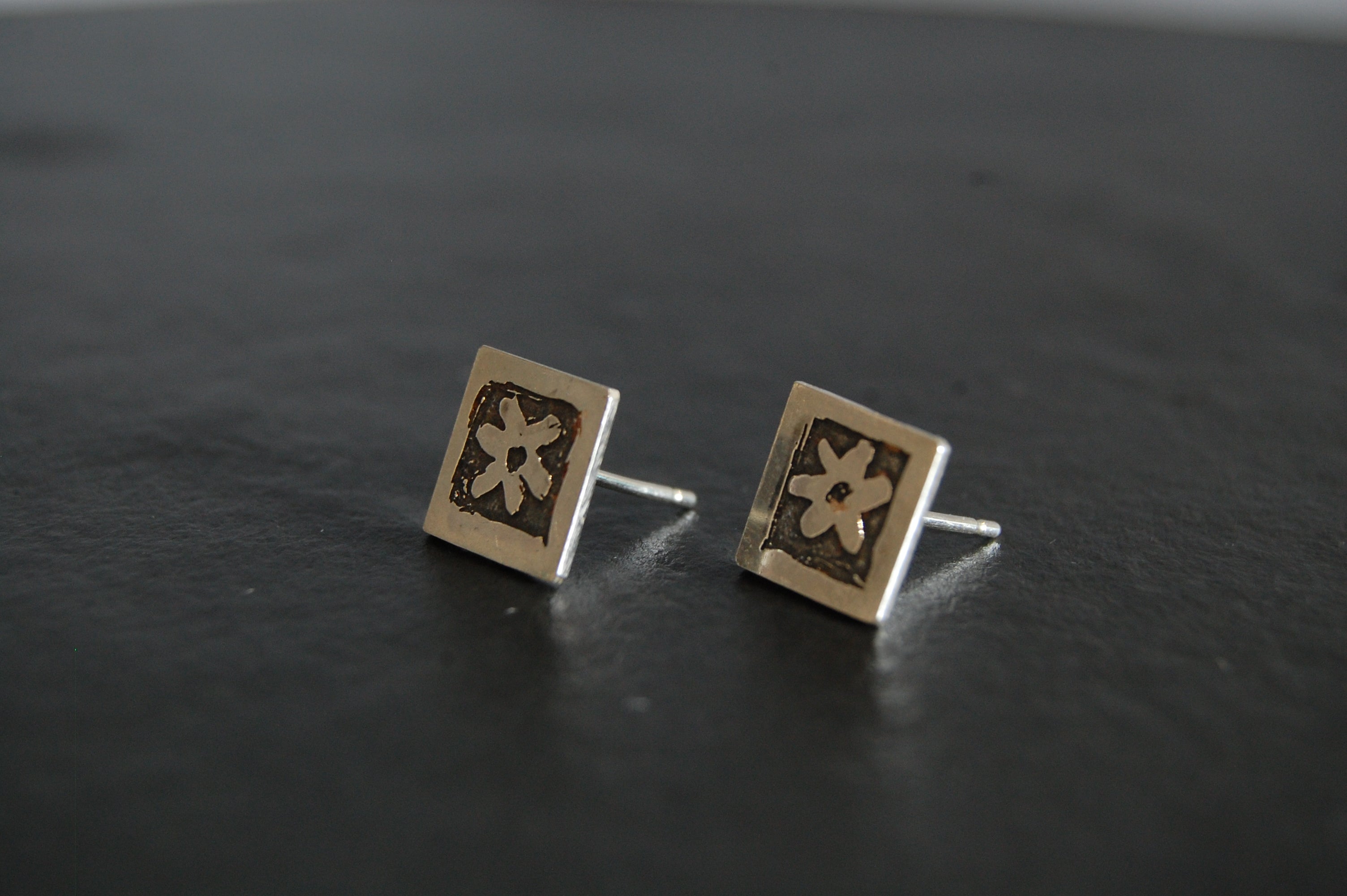 Lesley Ross Etched Silver Studs
