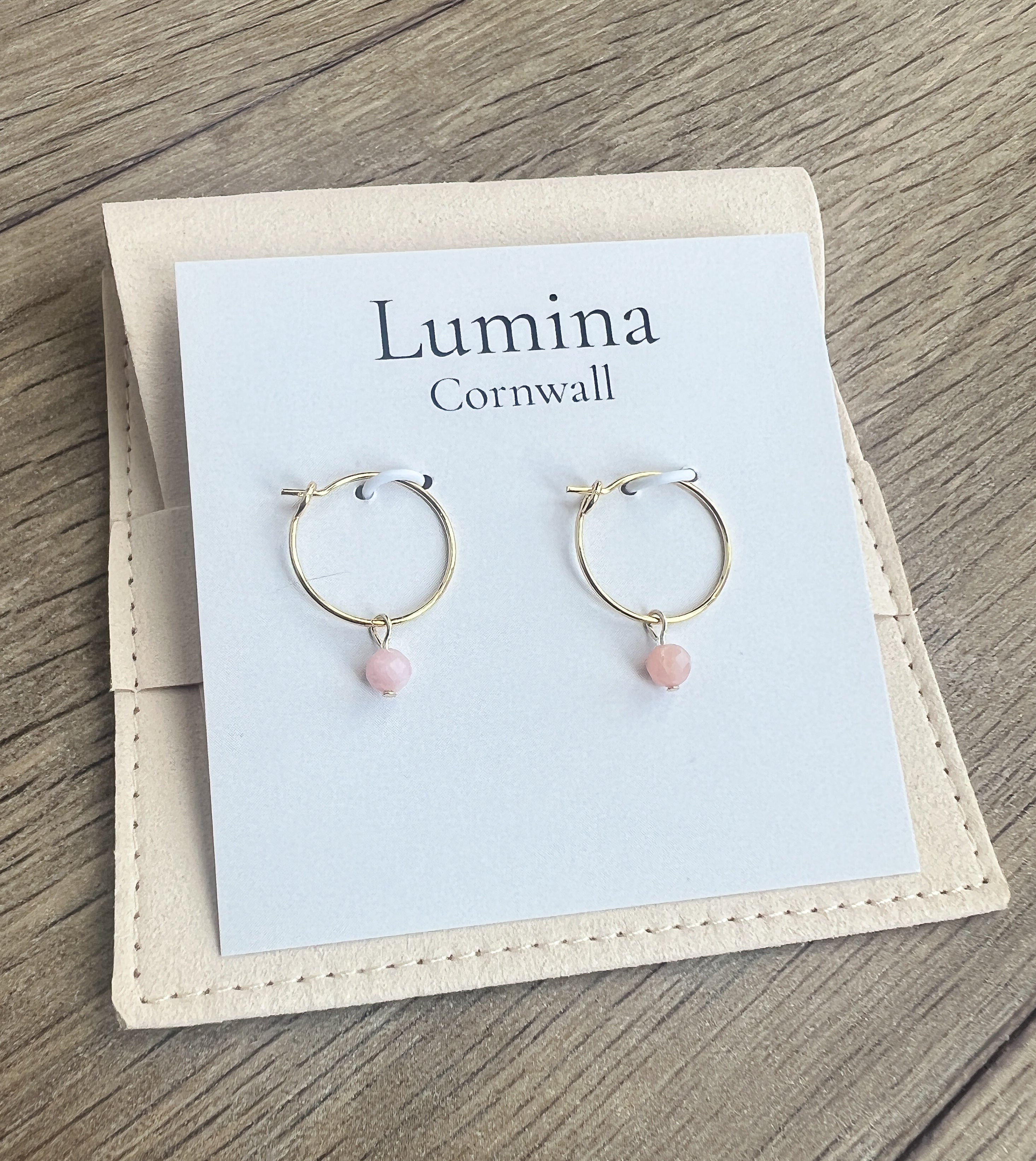 Gold-Plated Pink Opal Earrings