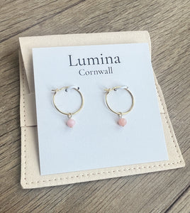 Gold-Plated Pink Opal Earrings
