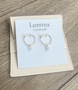 Gold-Plated Blue Lace Agate Earrings
