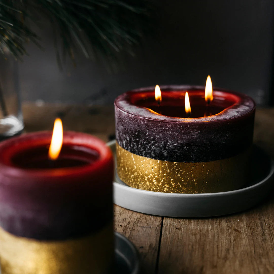 Figgy Pudding, Gold Half-Dipped Multiwick Candle