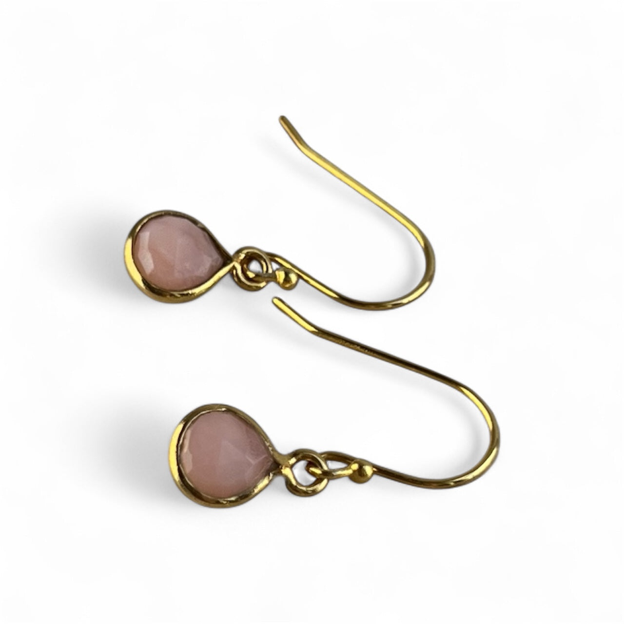 Gold Pink Opal Earrings
