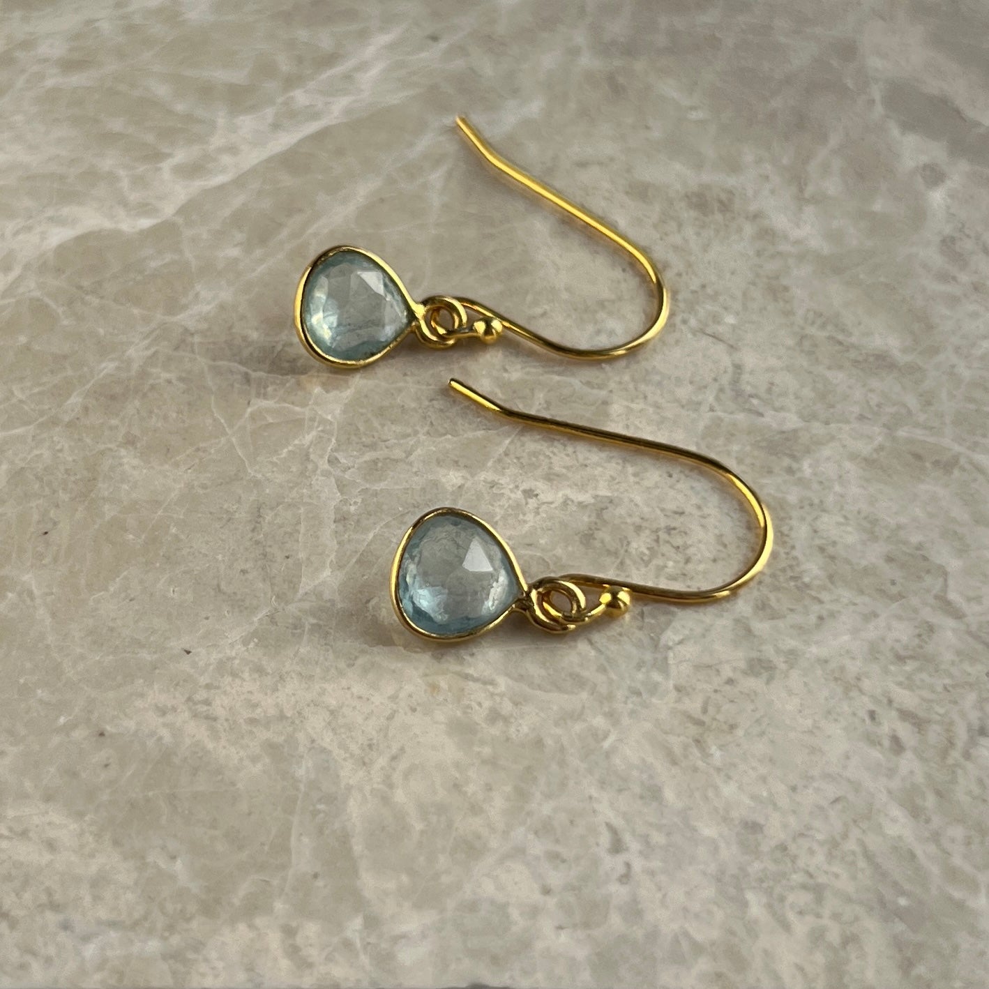 Gold Aquamarine Earrings