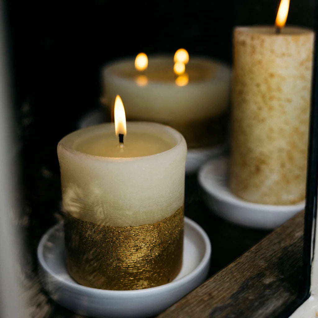 Inspiritus, Gold Half-Dipped Pillar Candle