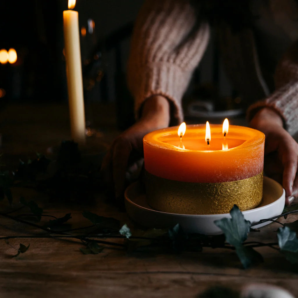 Orange & Cinnamon, Gold Dipped Multiwick Candle