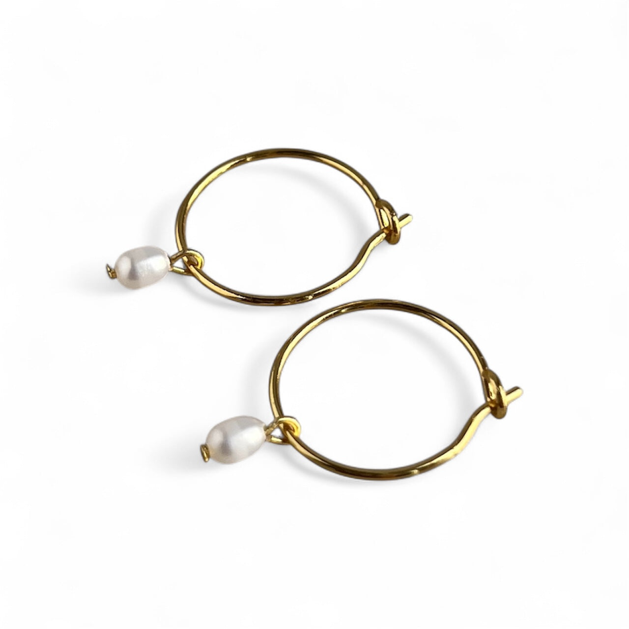 Gold Freshwater Pearl Hoop Earrings