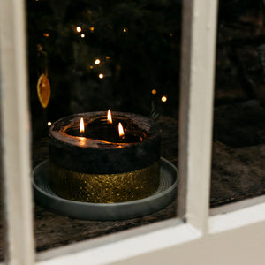 Winter Thyme, Gold Dipped Multiwick Candle