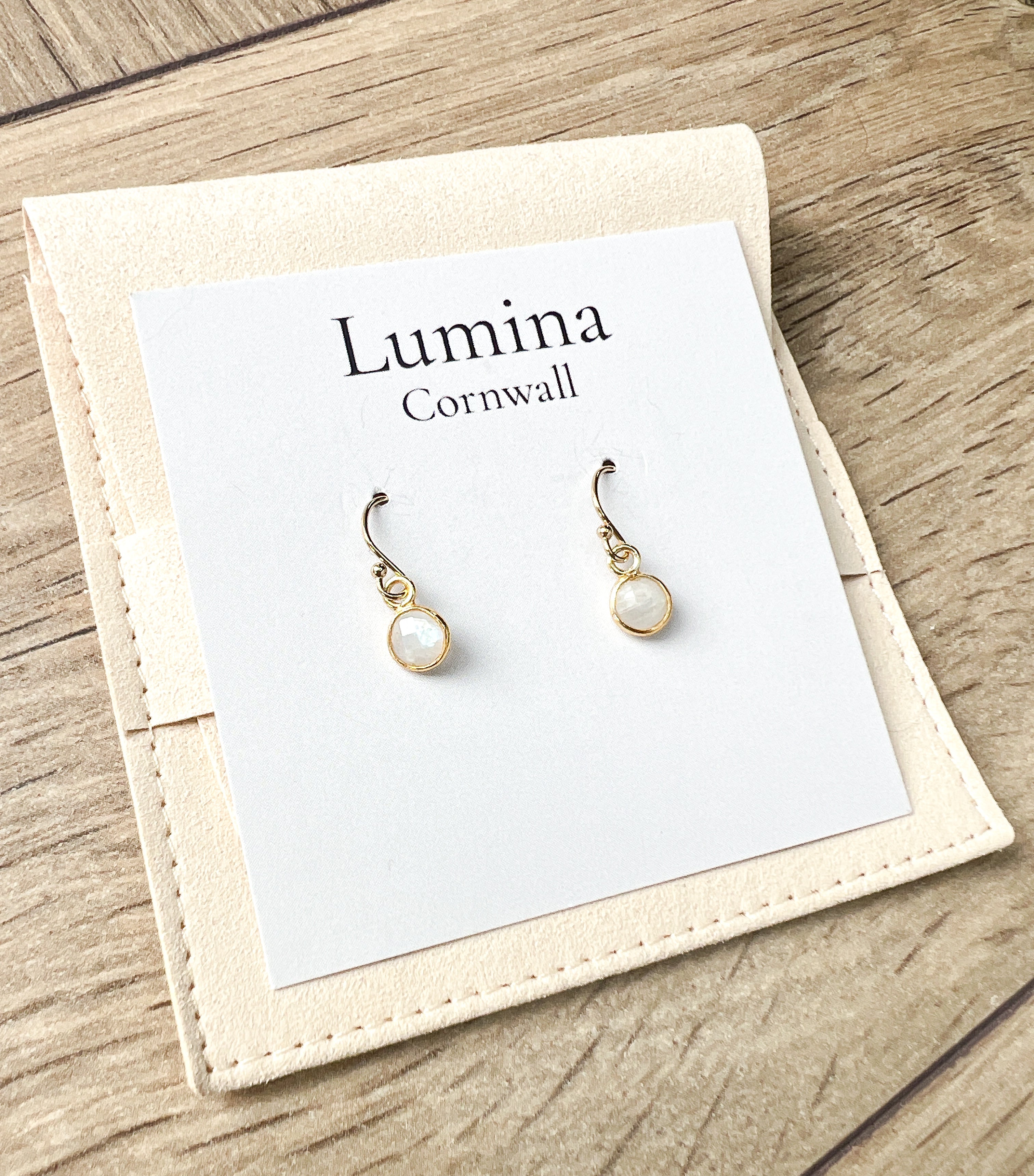 Gold-Plated Rainbow Moonstone Earrings