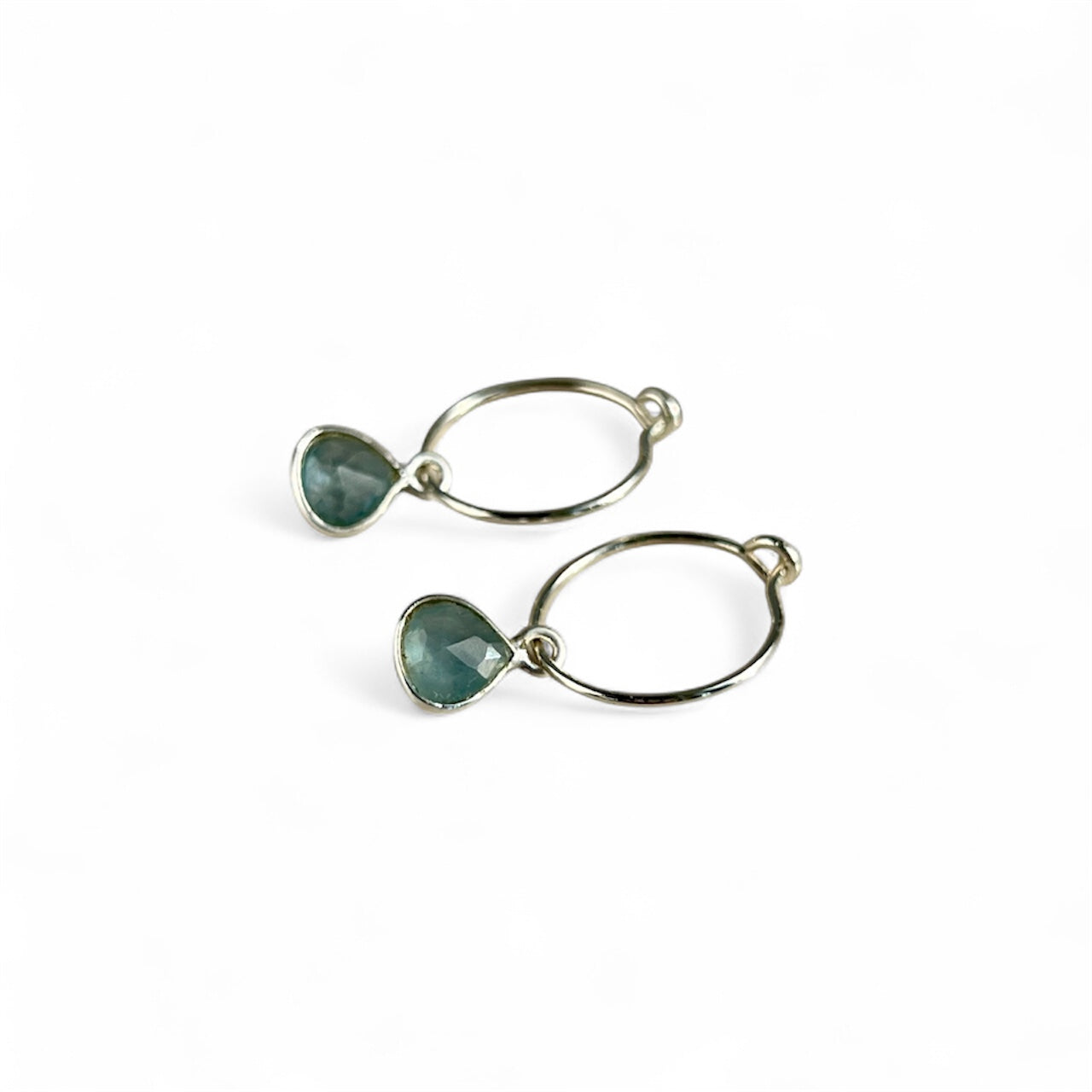 Sterling Silver Aquamarine Hoop Earrings