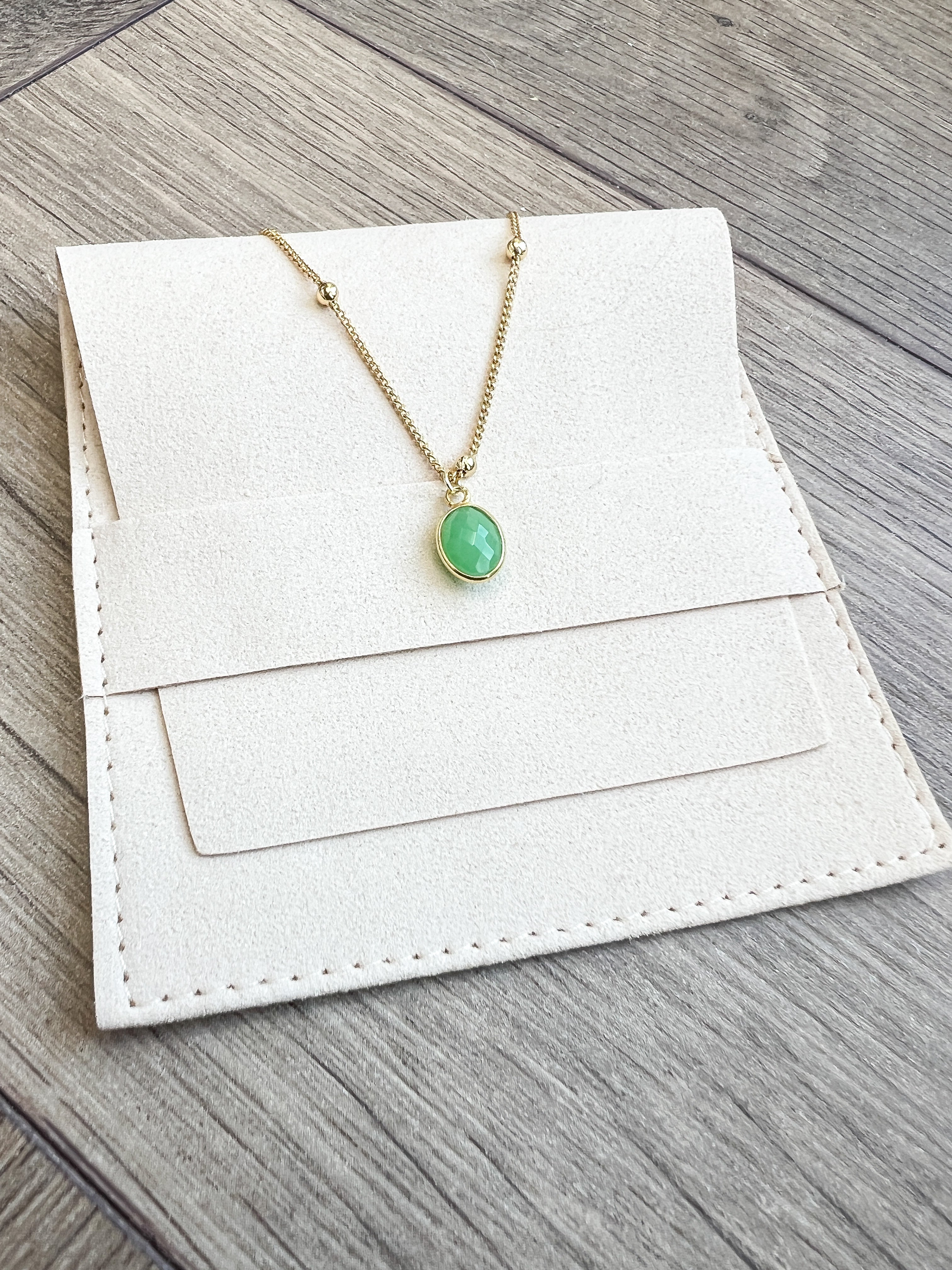 Gold-Plated Green Chrysoprase Necklace
