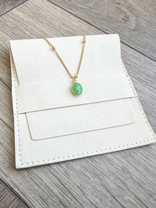 Gold-Plated Green Chrysoprase Necklace