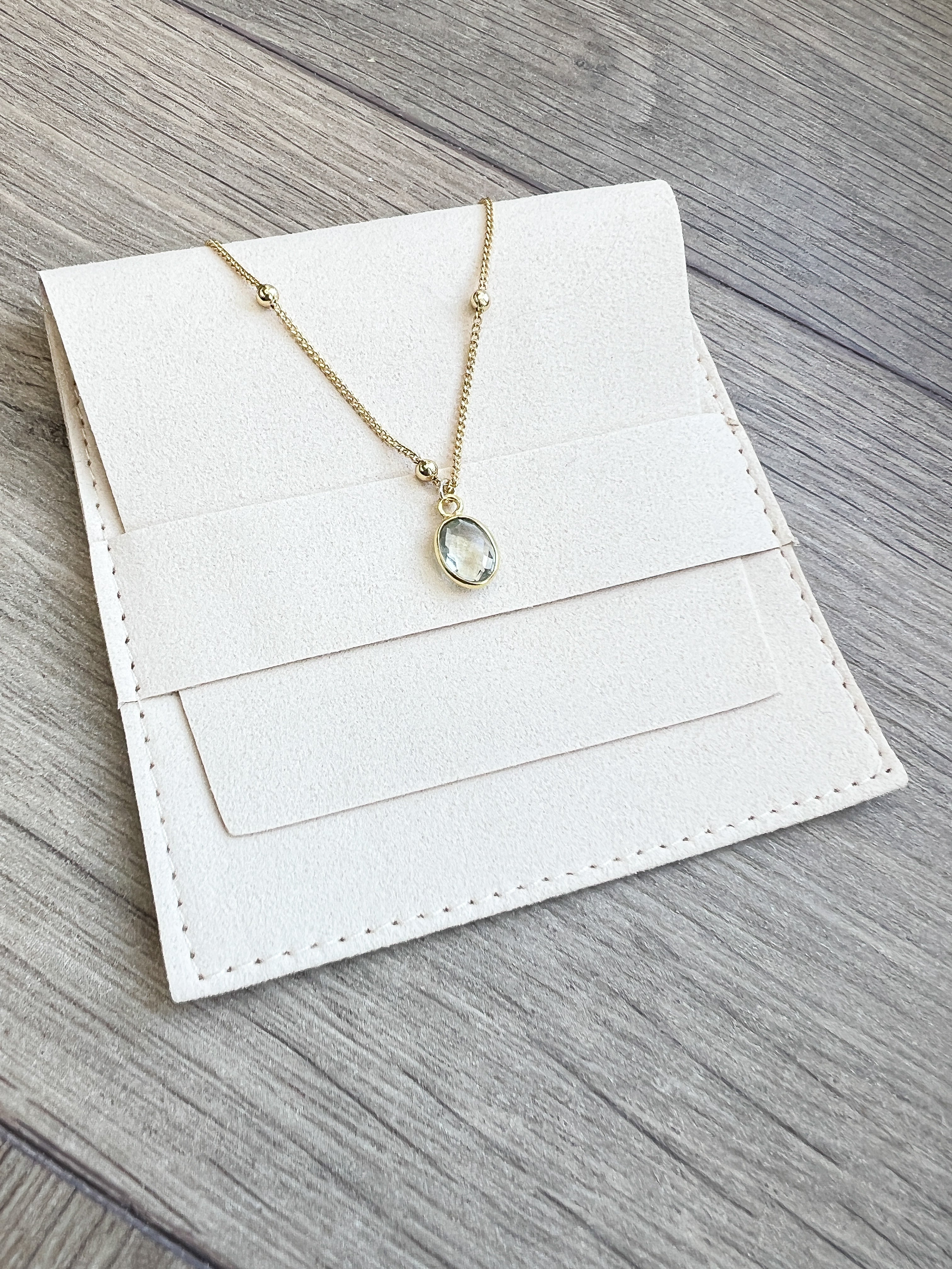 Gold-Plated Green Amethyst Necklace