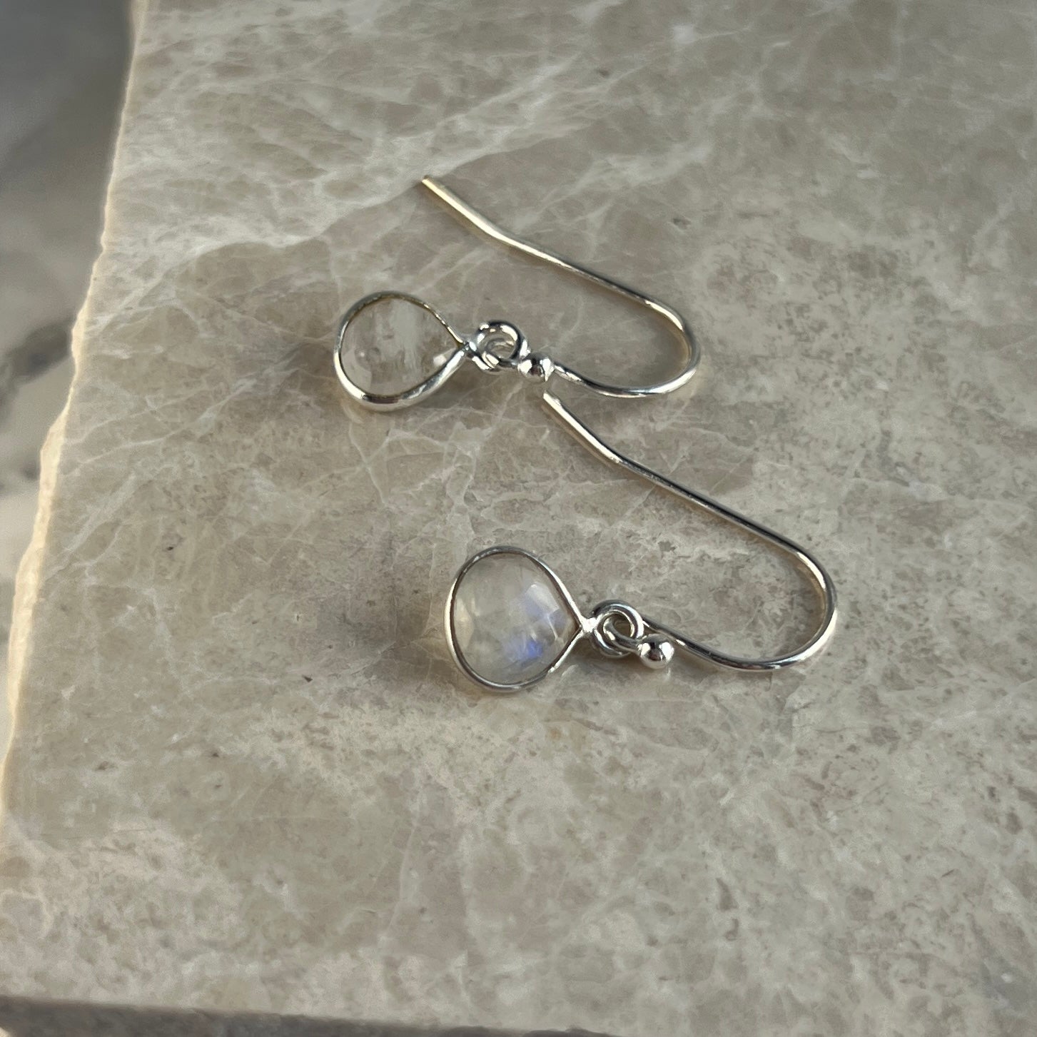 Sterling Silver Rainbow Moonstone Earrings