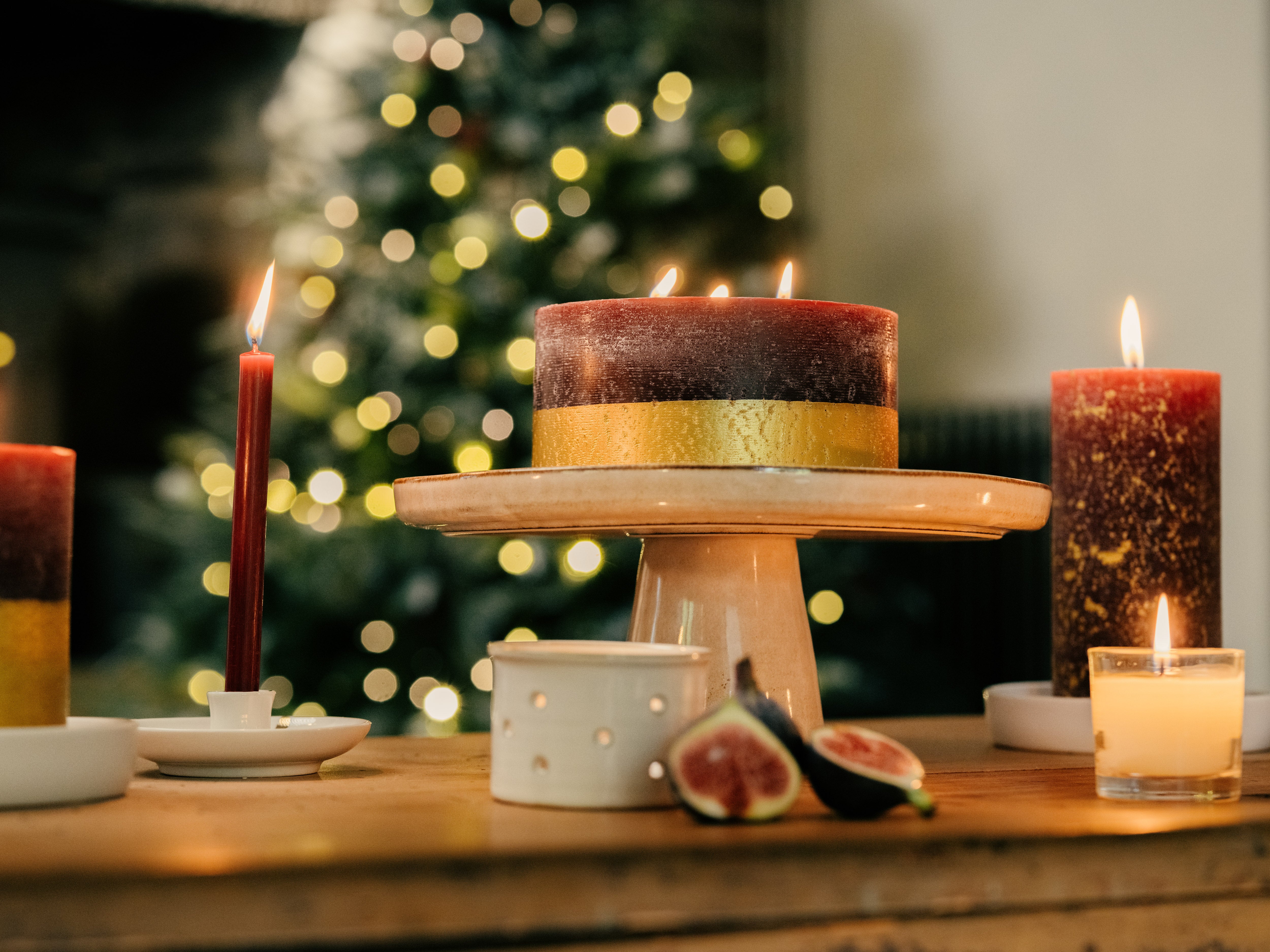 Figgy Pudding, Gold Half-Dipped Multiwick Candle
