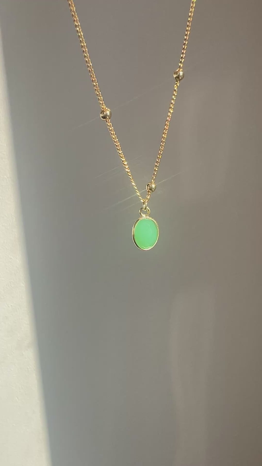 Gold-Plated Green Chrysoprase Necklace