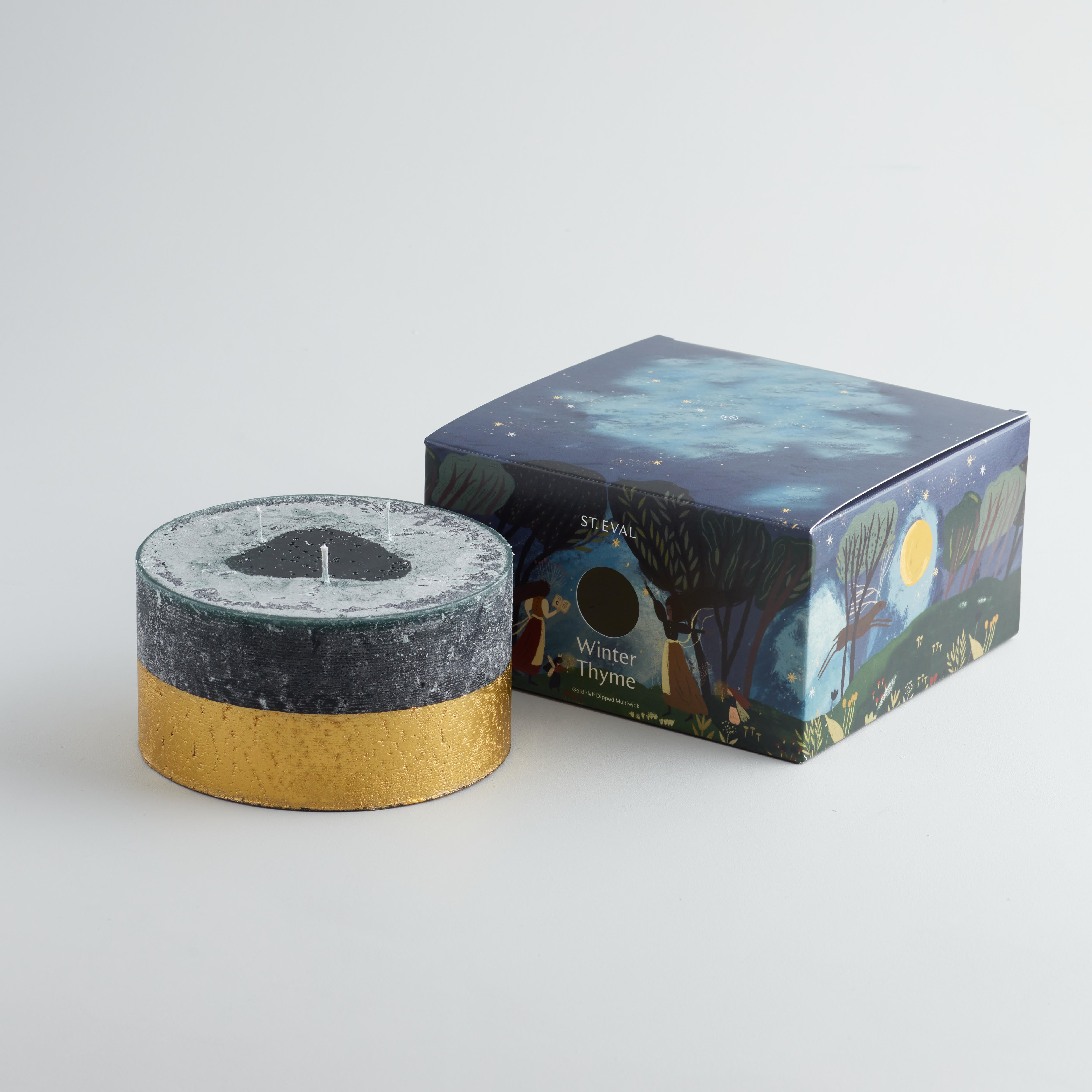 Winter Thyme, Gold Dipped Multiwick Candle