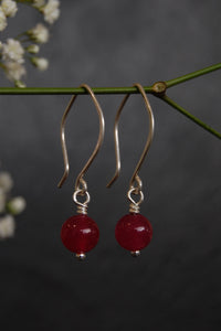 Lesley Ross Silver Drops with Cranberry Jade Beads