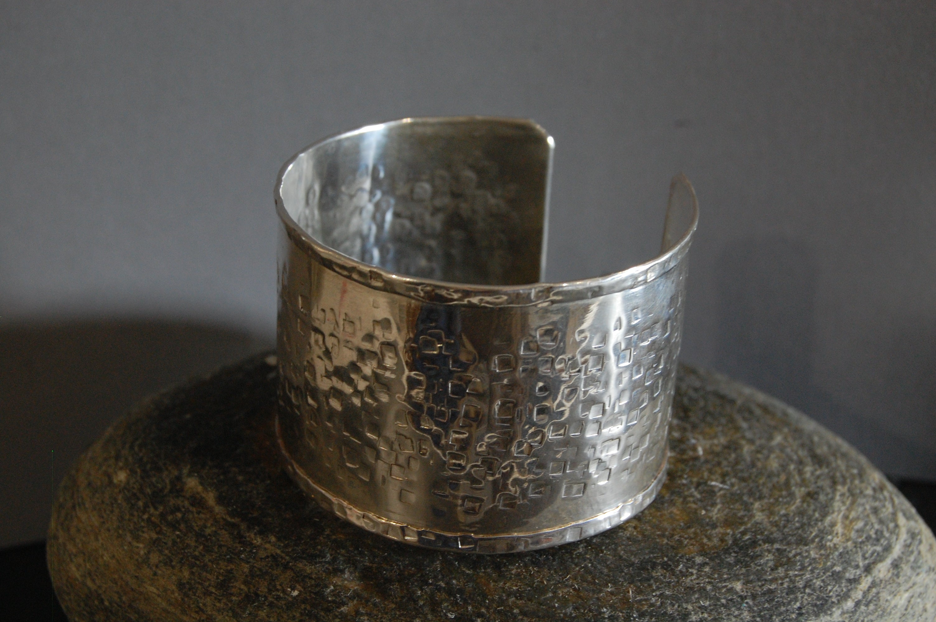 Lesley Ross Central Square-hammered Silver Cuff