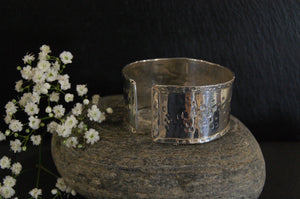 Lesley Ross Central Square-hammered Silver Cuff - Small