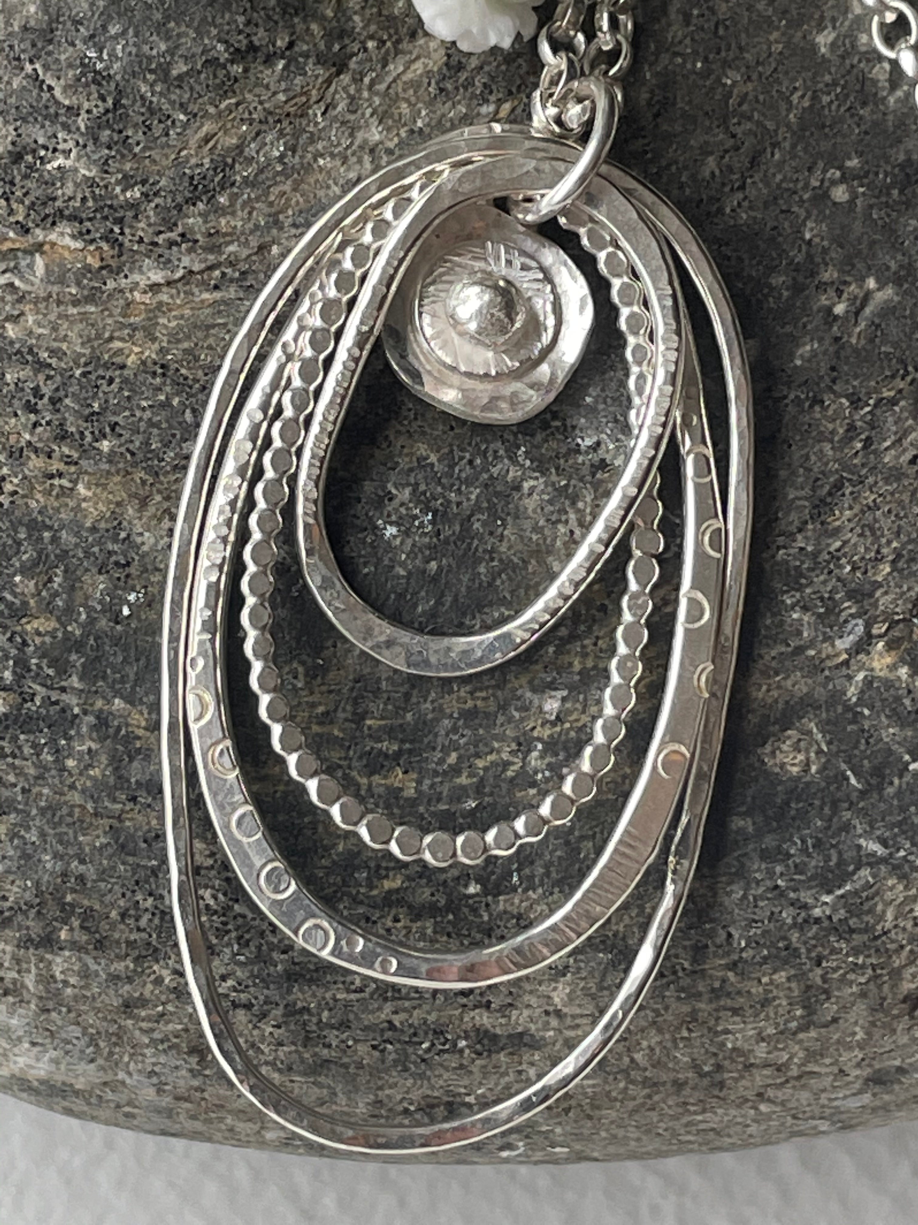 Zoe Howarth Silver Multi Hoop Pendant with Nugget