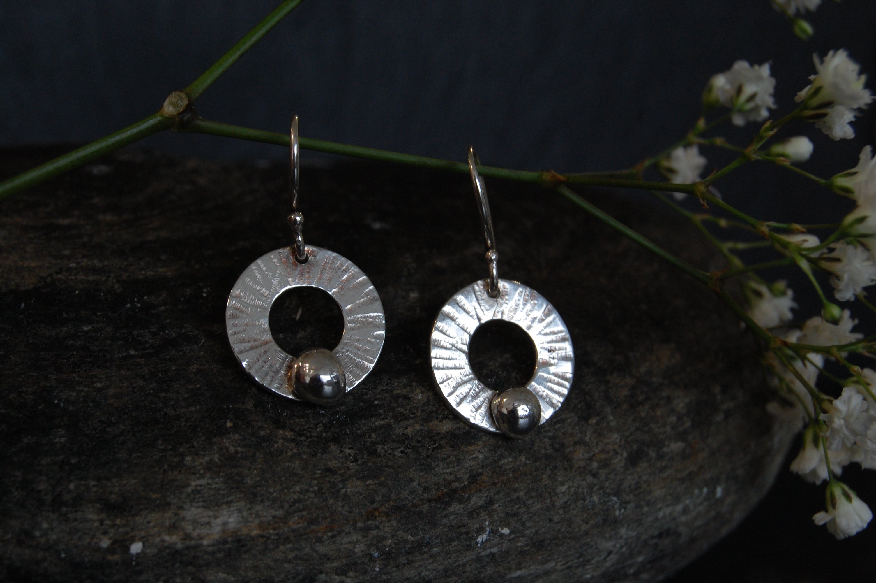 Lesley Ross Silver Washer Style Drop Earrings