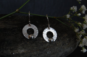 Lesley Ross Silver Washer Style Drop Earrings