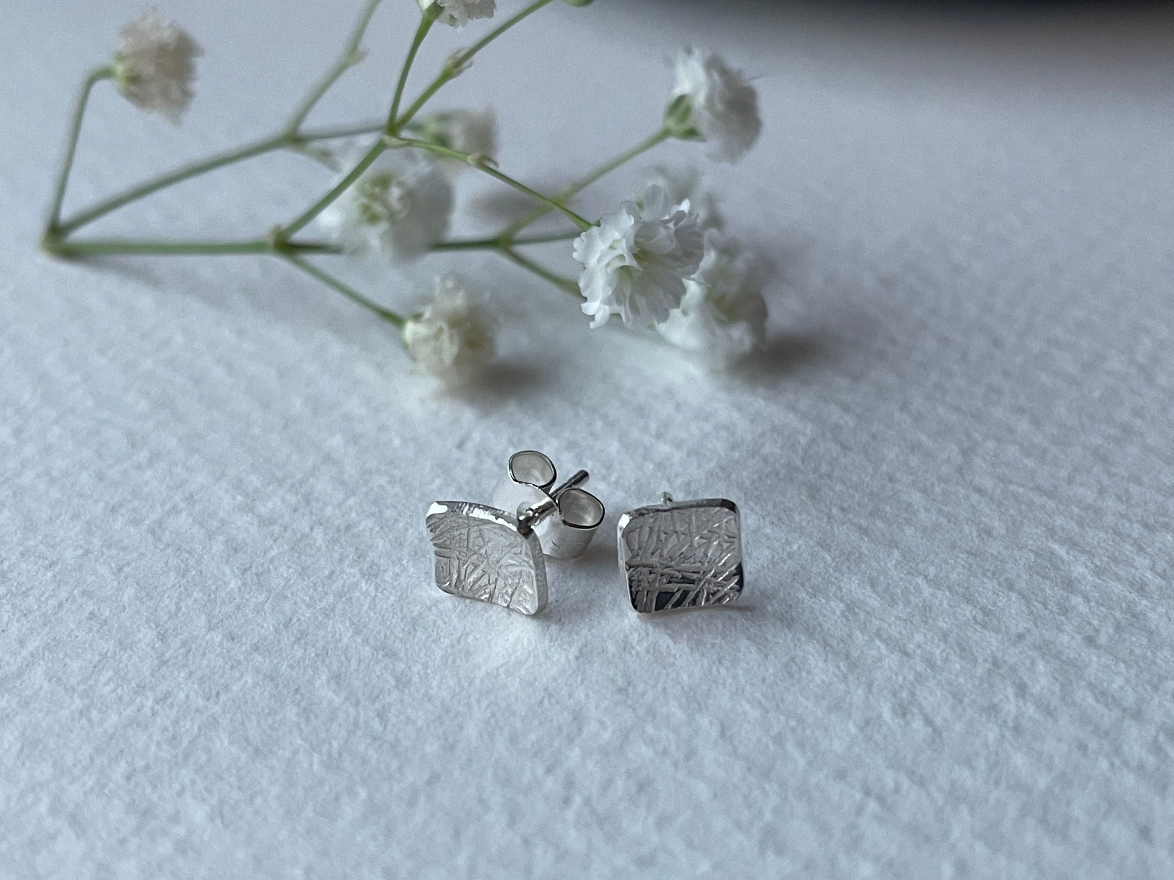 Zoe Howarth Tiny Square Silver Cup Stud Earrings