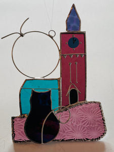 Rosalyn Glass Art - Reggie with Clocktower and sun