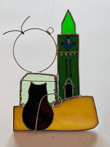 Rosalyn Glass Art - Reggie with Clocktower and sun